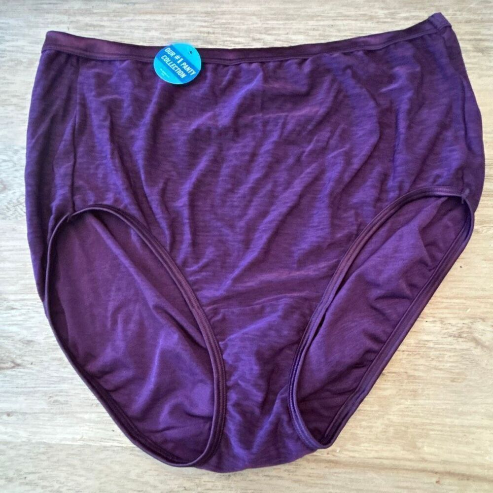 NWT vanity fair #1 panty collection brief high cut full bottom purple plum  size